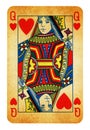 Queen of Hearts Vintage playing card isolated on white