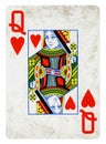 Queen of Hearts Vintage playing card isolated on white Royalty Free Stock Photo