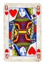 Queen of Hearts Vintage playing card isolated on white Royalty Free Stock Photo