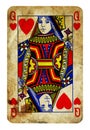 Queen of Hearts Vintage playing card isolated on white