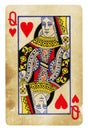 Queen of Hearts Vintage playing card isolated on white Royalty Free Stock Photo