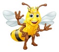 Queen Honey Bumble Bee Bumblebee in Crown Cartoon Royalty Free Stock Photo