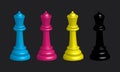 3d queen icon set, chess piece queen Royalty Free Stock Photo