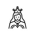 Black line icon for Queen, highness and crown