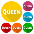 Queen icon with long shadow Royalty Free Stock Photo