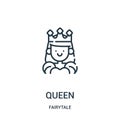 queen icon vector from fairytale collection. Thin line queen outline icon vector illustration