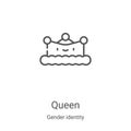 queen icon vector from gender identity collection. Thin line queen outline icon vector illustration. Linear symbol for use on web Royalty Free Stock Photo