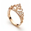 Intricate Gold And Diamond Tiara Ring Set In Rose Gold