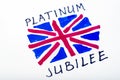 Queen jubilee british. Platinum Jubilee of Queen Elizabeth II. Drawn UK flag and inscription
