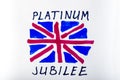 Queen jubilee british. Platinum Jubilee of Queen Elizabeth II. Drawn UK flag and inscription