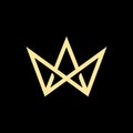 Queen king prince crown line logo design