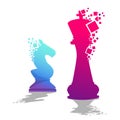 Queen and knight pawn vector logo illustration. chess pawn