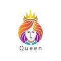 Queen logo illustration color vector woman crown design