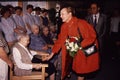 Queen Margrehe II greeting senior female citizen ,Thorshavn