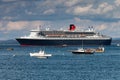 Queen Mary 2 liner in Bar Harbor, Maine, USA