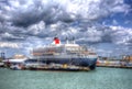 Queen Mary 2 ocean going transatlantic liner and cruise ship at Southampton Docks England UK