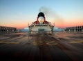 Queen Mary 2 with sunset