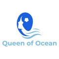 queen of ocean flat minimalist logo design Royalty Free Stock Photo