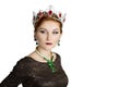 Queen in red crown isolated on white background. Luxury Royalty Free Stock Photo