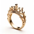 Queen Ring: Exquisite Diamond And Floral Branches In Gold