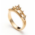 Queen\'s Diamond Ring In 14k Yellow Gold - Inspired By Crown