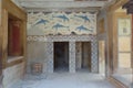 The queen`s megaron at the Palace of Knossos fresco depicting blue dolphins swimming,Crete, Greece