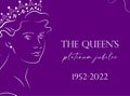 The Queen`s Platinum Jubilee 70 years celebration banner with line portrait of Queen Elizabeth in crown . Can be used for banners