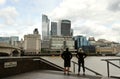 The Queen`s Walk is a promenade located on the southern bank of the River Thames in London, England, between Lambeth Bridge and To Royalty Free Stock Photo