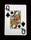 Queen of spades card with clipping path