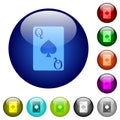 Queen of spades card color glass buttons Royalty Free Stock Photo