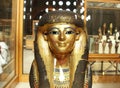 Queen Tuya golden statue in the egyptian museum in cairo in egypt