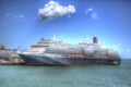 Queen Victoria cruise ship at Southampton Docks England UK like painting in HDR Royalty Free Stock Photo