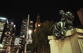 Queen Victoria statue at the entrance of the Queen Victoria building in Sydney CBD. at Night time.