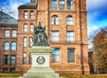 Queen Victoria statue seated on throne