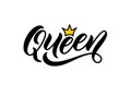 Queen word with crown, hand drawn lettering Royalty Free Stock Photo