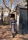 Queens Guard on duty with sentry box