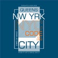 Queens New york city graphic typography design t shirt vector art Royalty Free Stock Photo