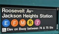 Queens New York Jackson Heights Subway Sign MTA Train Station