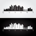 Queens, New York USA skyline and landmarks silhouette Royalty Free Stock Photo
