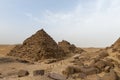 The Queens Pyramids of Menkaure, three small queens pyramids are situated to the south side of the pyramid and, like the other Royalty Free Stock Photo