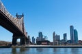 The Queensboro Bridge along the East River next to the Modern Long Island City Queens Skyline