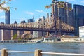 Queensboro Bridge, East River and Manhattan buildings. Royalty Free Stock Photo