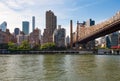 Queensboro Bridge in Midtown Manhattan with New York City skyline over East River Royalty Free Stock Photo