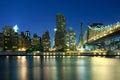 Queensboro Bridge over the East River in New York City at night Royalty Free Stock Photo