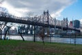 Queensbridge Park along the East River with the Queensboro Bridge in New York City Royalty Free Stock Photo