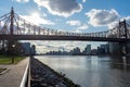 Queensbridge Park along the East River with the Queensboro Bridge in New York City Royalty Free Stock Photo