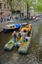 Queensday Celebration on a Raft Royalty Free Stock Photo