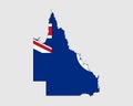 Queensland Map Flag. Map of Qld, Australia with the state flag. Australian State. Vector illustration Banner Royalty Free Stock Photo