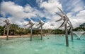 Tropical swimming lagoon on the Esplanade in Cairns with artificial beach in Queensland, Australia. Royalty Free Stock Photo