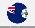 Queensland Australia Round Circle Flag. Qld Australian State Circular Button Banner Icon. Sunshine State, EPS Vector Royalty Free Stock Photo